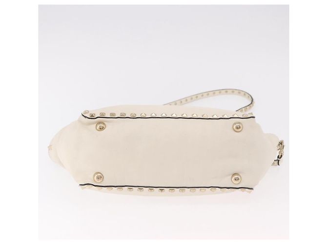 VALENTINO Studs Tote Bag Leder 2way White Gold Auth BA13505 Weiß Golden - Ansicht 5