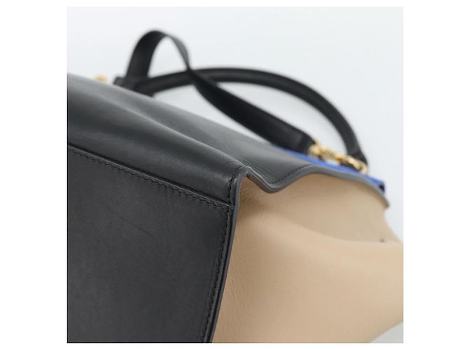 Céline Borsa Trapeze CELINE in pelle 2way Blu Oro Auth ka4960V D'oro - vista 18