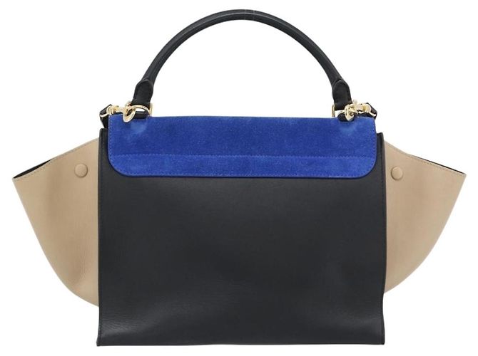 Céline Borsa Trapeze CELINE in pelle 2way Blu Oro Auth ka4960V D'oro - vista 2