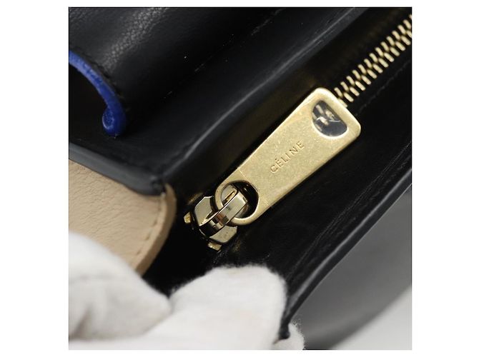 Céline Borsa Trapeze CELINE in pelle 2way Blu Oro Auth ka4960V D'oro - vista 21