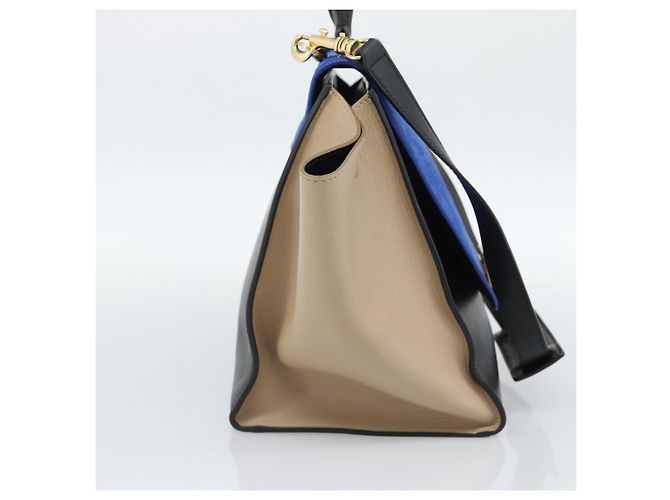 Céline Borsa Trapeze CELINE in pelle 2way Blu Oro Auth ka4960V D'oro - vista 3