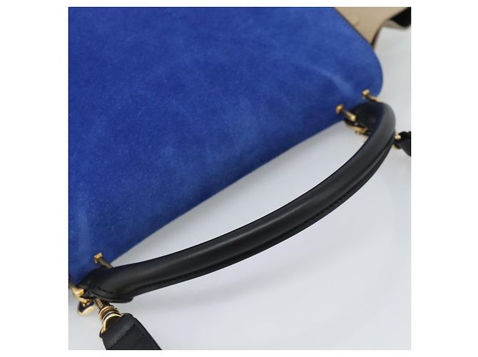 Céline Borsa Trapeze CELINE in pelle 2way Blu Oro Auth ka4960V D'oro - vista 7