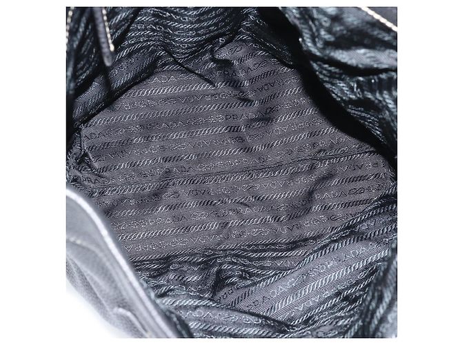 Sac à bandoulière PRADA en cuir noir avec détails argentés Auth 188461A - vue 11