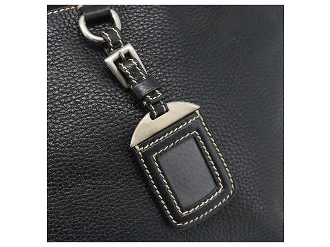 Sac à bandoulière PRADA en cuir noir avec détails argentés Auth 188461A - vue 17