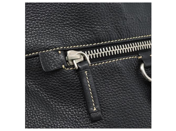 Sac à bandoulière PRADA en cuir noir avec détails argentés Auth 188461A - vue 18
