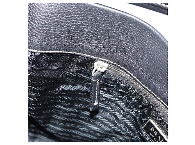 Sac à bandoulière PRADA en cuir noir avec détails argentés Auth 188461A - vue 21