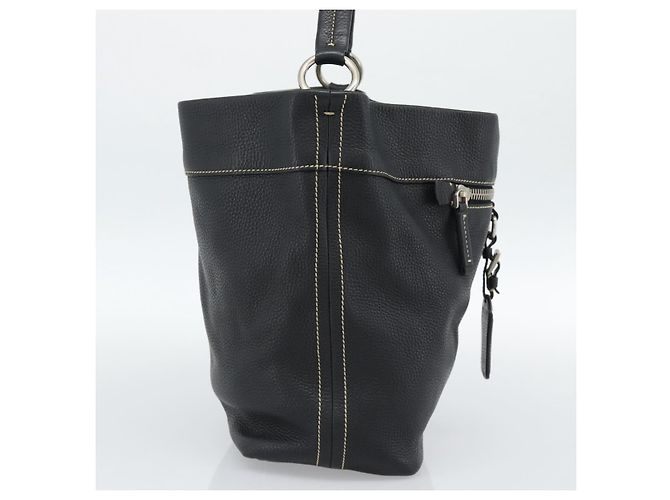Sac à bandoulière PRADA en cuir noir avec détails argentés Auth 188461A - vue 3