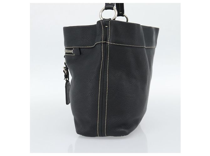 Sac à bandoulière PRADA en cuir noir avec détails argentés Auth 188461A - vue 4