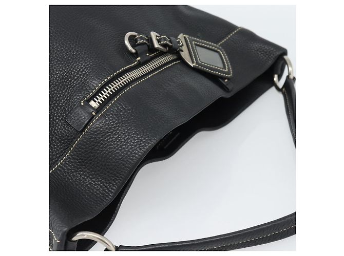 Sac à bandoulière PRADA en cuir noir avec détails argentés Auth 188461A - vue 6