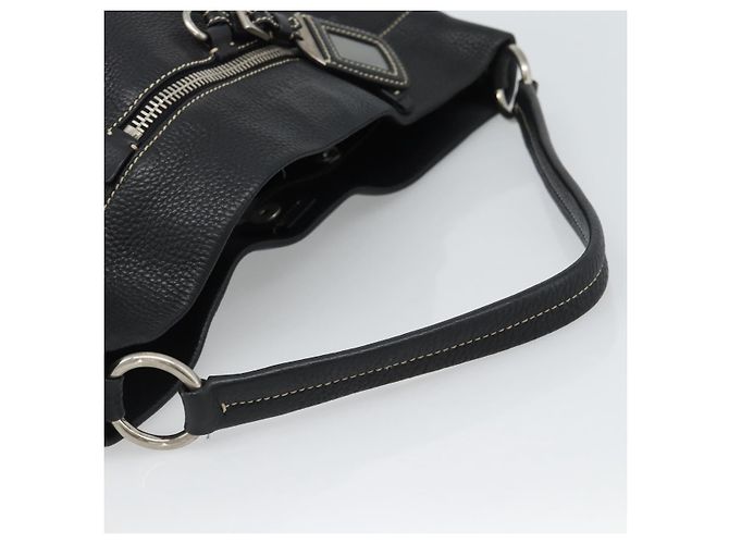 Sac à bandoulière PRADA en cuir noir avec détails argentés Auth 188461A - vue 7