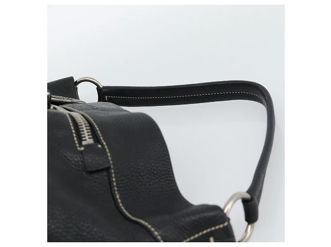 Sac à bandoulière PRADA en cuir noir avec détails argentés Auth 188461A - vue 8