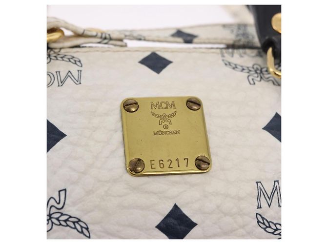 Borsa MCM Vicetos Logogram in PVC e pelle 2way White Gold Auth 188210 Bianco D'oro - vista 12