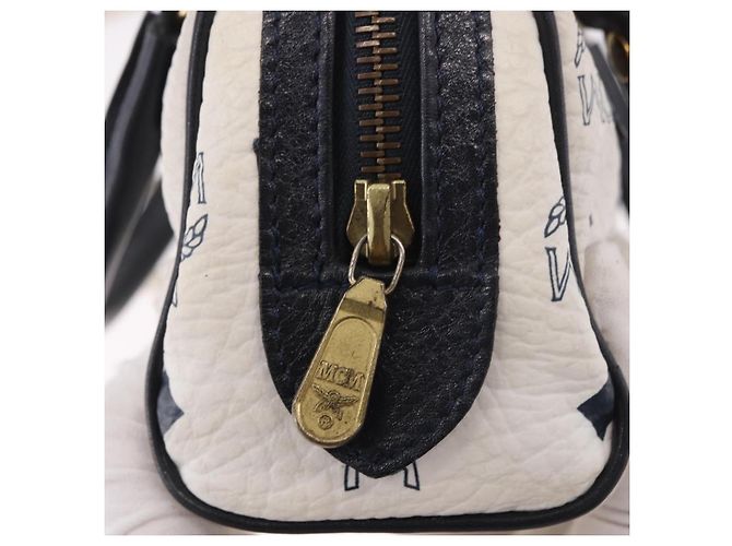 Borsa MCM Vicetos Logogram in PVC e pelle 2way White Gold Auth 188210 Bianco D'oro - vista 18