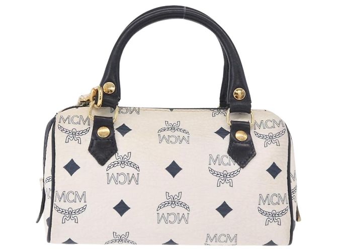 Borsa MCM Vicetos Logogram in PVC e pelle 2way White Gold Auth 188210 Bianco D'oro - vista 2