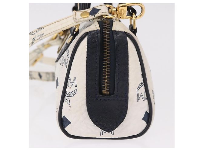 Borsa MCM Vicetos Logogram in PVC e pelle 2way White Gold Auth 188210 Bianco D'oro - vista 3