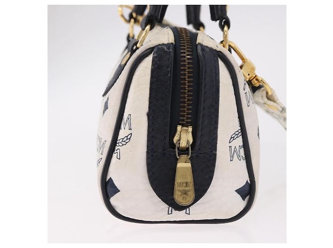 Borsa MCM Vicetos Logogram in PVC e pelle 2way White Gold Auth 188210 Bianco D'oro - vista 4