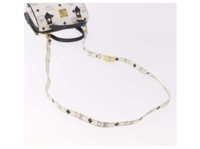 Borsa MCM Vicetos Logogram in PVC e pelle 2way White Gold Auth 188210 Bianco D'oro - vista 9