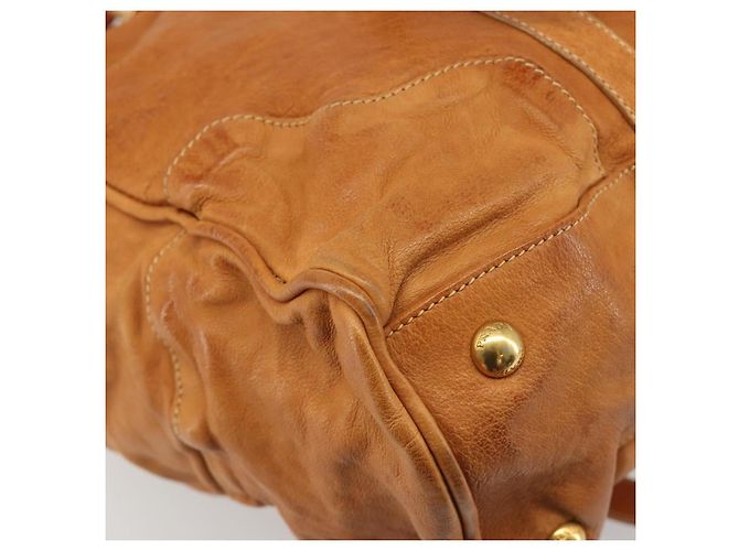 Borsa a Spalla PRADA in Pelle 2way Marrone Oro Auth 186428V D'oro - vista 17