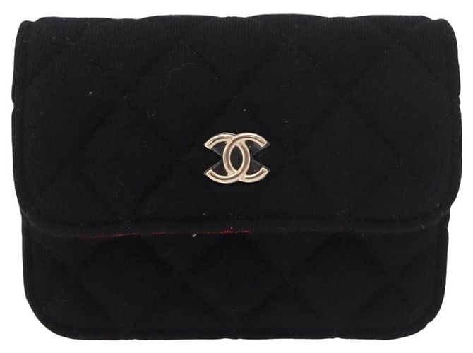 CHANEL Matelasse Chain Shoulder Bag Canvas Black Gold CC Auth bs35695SAM Nero D'oro - vista 13