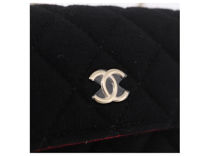 CHANEL Matelasse Chain Shoulder Bag Canvas Black Gold CC Auth bs35695SAM Nero D'oro - vista 18
