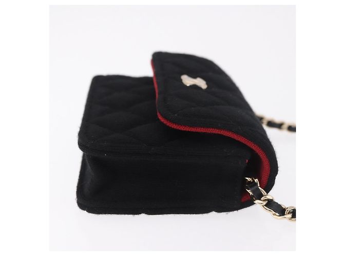 CHANEL Matelasse Chain Shoulder Bag Canvas Black Gold CC Auth bs35695SAM Nero D'oro - vista 3