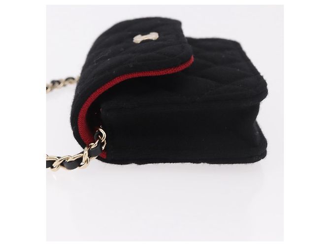 CHANEL Matelasse Chain Shoulder Bag Canvas Black Gold CC Auth bs35695SAM Nero D'oro - vista 4