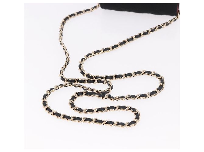 CHANEL Matelasse Chain Shoulder Bag Canvas Black Gold CC Auth bs35695SAM Nero D'oro - vista 7