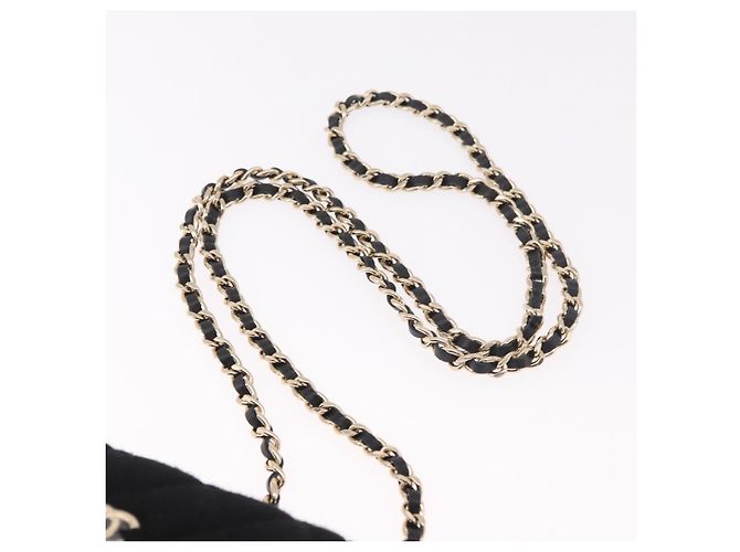 CHANEL Matelasse Chain Shoulder Bag Canvas Black Gold CC Auth bs35695SAM Nero D'oro - vista 8
