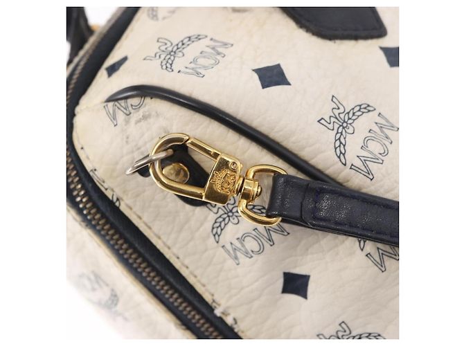 Borsa Boston MCM Vicetos Logogramma PVC Pelle 2way White Gold Auth 188869 Bianco D'oro - vista 18