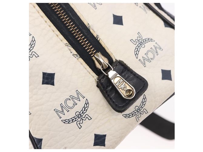 Borsa Boston MCM Vicetos Logogramma PVC Pelle 2way White Gold Auth 188869 Bianco D'oro - vista 19