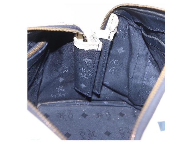 Borsa Boston MCM Vicetos Logogramma PVC Pelle 2way White Gold Auth 188869 Bianco D'oro - vista 20