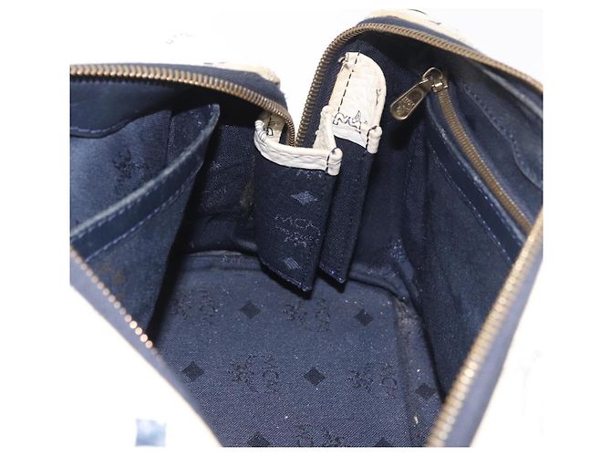 Borsa Boston MCM Vicetos Logogramma PVC Pelle 2way White Gold Auth 188869 Bianco D'oro - vista 21