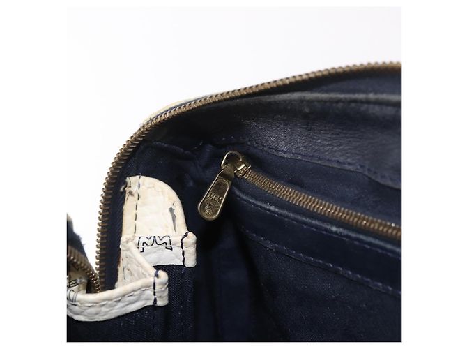 Borsa Boston MCM Vicetos Logogramma PVC Pelle 2way White Gold Auth 188869 Bianco D'oro - vista 22