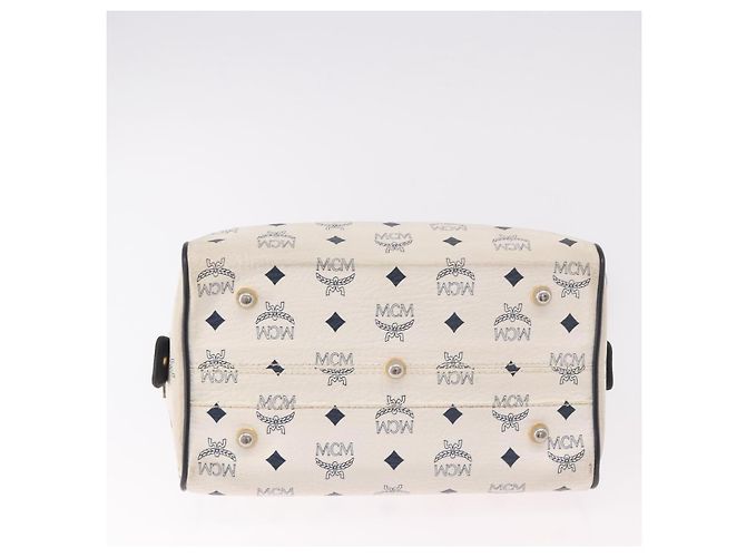 Borsa Boston MCM Vicetos Logogramma PVC Pelle 2way White Gold Auth 188869 Bianco D'oro - vista 5
