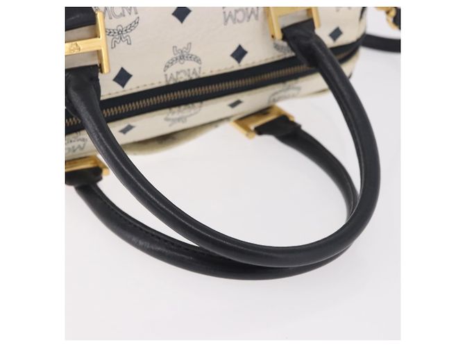 Borsa Boston MCM Vicetos Logogramma PVC Pelle 2way White Gold Auth 188869 Bianco D'oro - vista 7