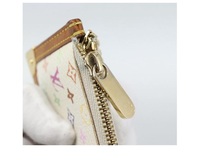 LOUIS VUITTON Monogram Multicolor Pochette Cles Pochette Bianca M92655 Auth 186408 Bianco - vista 9