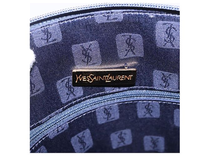 Borsa a mano SAINT LAURENT in pelle blu navy e oro Auth 188373 D'oro - vista 11