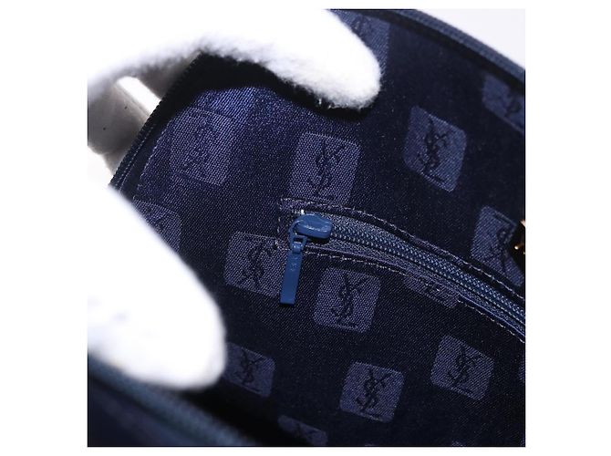 Borsa a mano SAINT LAURENT in pelle blu navy e oro Auth 188373 D'oro - vista 19