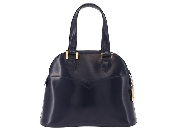 Borsa a mano SAINT LAURENT in pelle blu navy e oro Auth 188373 D'oro - vista 2