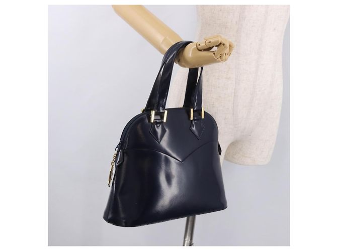 Borsa a mano SAINT LAURENT in pelle blu navy e oro Auth 188373 D'oro - vista 21