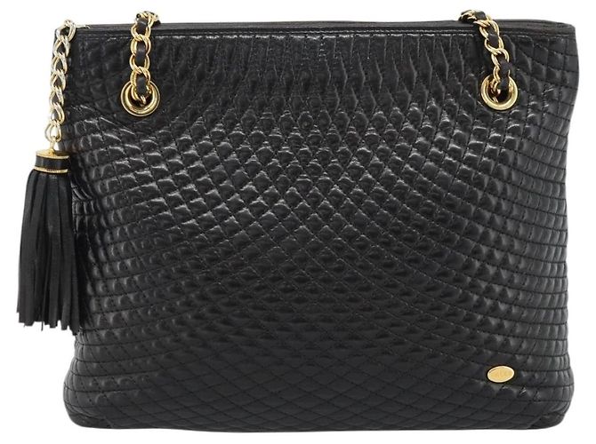 BALLY Chain Shoulder Bag Leder Schwarz Gold Auth 188542 Golden - Ansicht 13