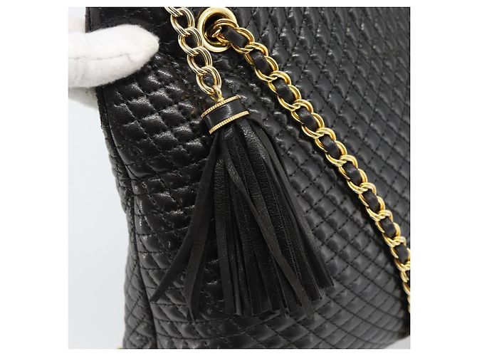 BALLY Chain Shoulder Bag Leder Schwarz Gold Auth 188542 Golden - Ansicht 17