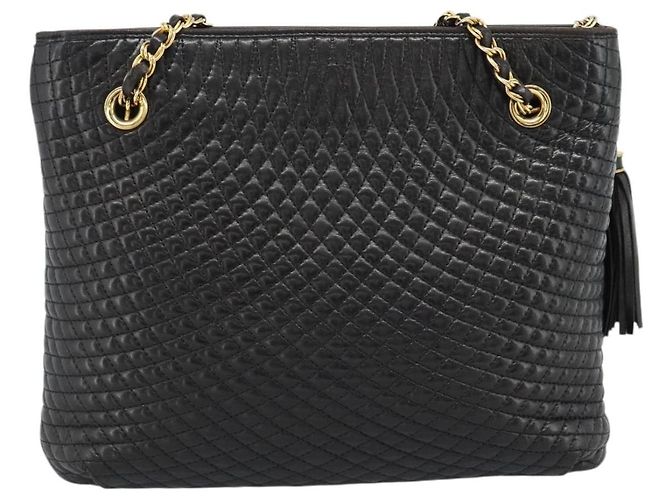 BALLY Chain Shoulder Bag Leder Schwarz Gold Auth 188542 Golden - Ansicht 2