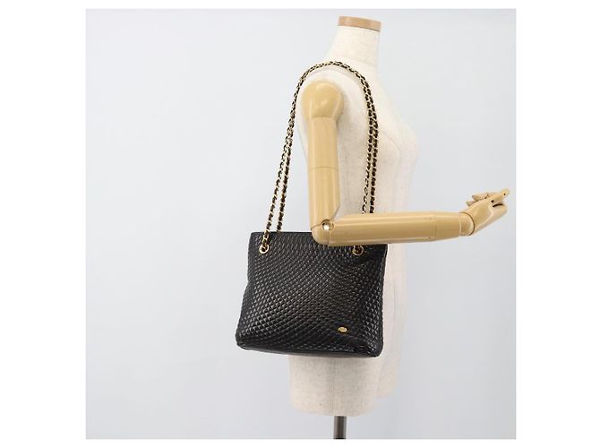 BALLY Chain Shoulder Bag Leder Schwarz Gold Auth 188542 Golden - Ansicht 23