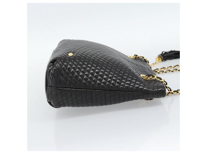BALLY Chain Shoulder Bag Leder Schwarz Gold Auth 188542 Golden - Ansicht 4