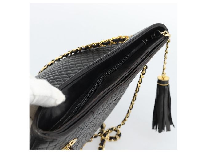 BALLY Chain Shoulder Bag Leder Schwarz Gold Auth 188542 Golden - Ansicht 6