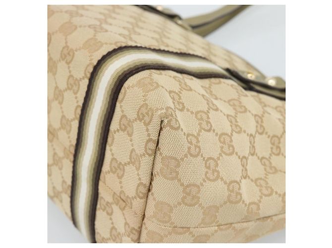 Borsa GUCCI GG Canvas Sherry Line Beige Oro 137396 Auth 186595 D'oro - vista 15