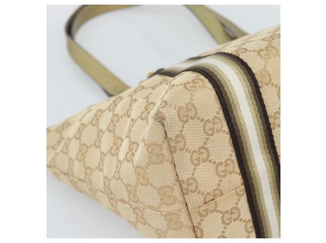 Borsa GUCCI GG Canvas Sherry Line Beige Oro 137396 Auth 186595 D'oro - vista 16