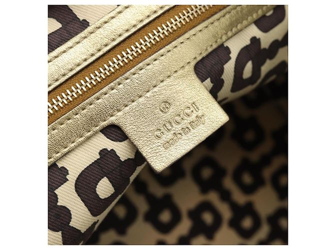 Borsa GUCCI GG Canvas Sherry Line Beige Oro 137396 Auth 186595 D'oro - vista 17