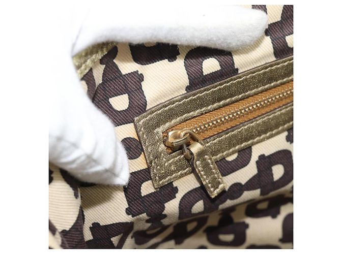 Borsa GUCCI GG Canvas Sherry Line Beige Oro 137396 Auth 186595 D'oro - vista 20
